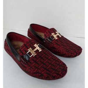 Patterned Loafers Gold Buckle Accent Slip‎ On Driving Shoes